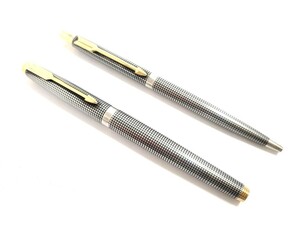 PARKER/パーカー STERLING/スターリング シルバー 万年筆 ペン先 14K + ボールペン ノック式 筆記用具 文房具 ステーショナリー (44233MT2)