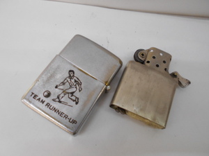 ビンテージ Zippo 3バレル スポーツシリーズ レアボウラー両面柄中古品 　1948-1949年製ニッケルシルバーインナー付　VGコンディション