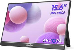 ARZOPA自立型モバイルモニター15.6インチ1920x1080FHD スピーカー非光沢アンチグレアIPS液晶ディスプレイパネルHDR USB Tpye-C/mini HDMI