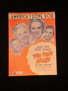 AMERICA I LOVE YOU 楽譜　TIN PAN ALLEY 1931年 ヴィンテージ ニューヨーク アメリカ USA レトロ インテリア 雑貨 レア コレクション 希少