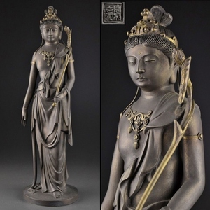 高村光雲 原型 銅製 聖観音像 置物 高さ38.3㎝ 仏教美術