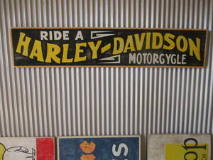 ビンテージサイン木製看板 HARLEYDAVIDSON検）ハーレーダビッドソンガレージカスタムMOTORCYCLEヒッピーイージーライダーUSA60s70s80s