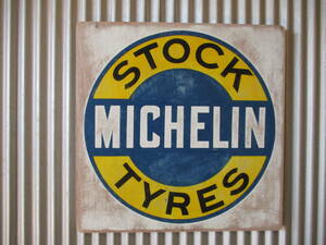 ビンテージサイン木製看板 MICHELIN検）TIREミシュランガレージカスタム企業販促GOODYEARPIRELLIFRANCEITALYFORDHARLEYUSA50s60s70s