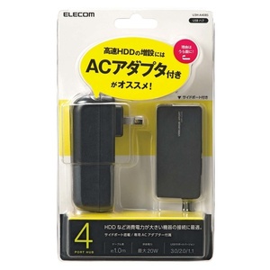 エレコム USB3.0 ハブ 4ポート 1ｍ ACアダプタ付 セルフ/バス両対応 MacBook/Surface Pro/Chromeb