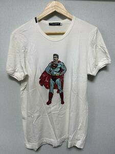 DOLCE&GABBANA Dolce and Gabbana DG шедевр футболка SUPER MAN Супермен бисер авария обработка размер 48 внутренний стандартный товар 