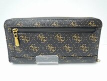 ☆GUESS ゲス ラウンドファスナー ロゴ総柄 ジッピーウォレット 長財布 ゴールド金具 レディース 中古☆_画像2