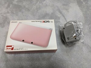 【良品】即決★ニンテンドー3DS　LL　ピンクホワイト　ACアダプター付き