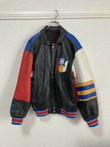 【1円スタート！】90s JEFF HAMILTON ジェフハミルトン レザー ジャケット リバーシブル サテン生地 イーグル ビンテージ USA製 サイズM