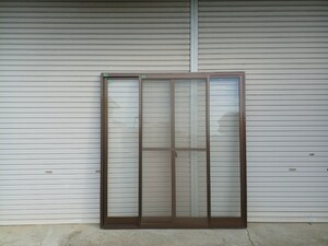 G25枠サイズ：縦1865ｍｍ 横1743ｍｍYKKアルミサッシ枠付き/掃き出し窓2枚 クリアガラス 網戸有りブロンズ