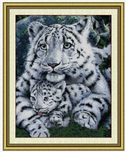 クロスステッチキット ホワイトタイガー 白虎 14CT 36×44cm 図案印刷あり刺繍 虎 トラ