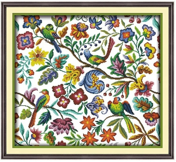 クロスステッチキット Bird and fragrance flower 鳥 花 モチーフ 14CT 59×55cm 刺繍 