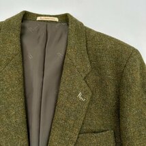 Papas パパス Harris Tweed ハリスツイード ツイードウール テーラードジャケット くるみボタン Sサイズ/グリーン系 緑系/メンズ 紳士_画像4