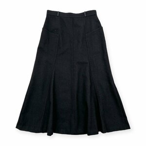 HIROKO BIS ヒロココシノ essentiel デザイン ストレッチウール フレア ロングスカート サイズ 11 / 黒 ブラック レディース レトロ