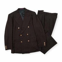 美品◆Paul Smith ポールスミス カシミヤ混 ストライプ セットアップ スーツ ブリティッシュ テーラードジャケット スラックス M 日本製_画像1