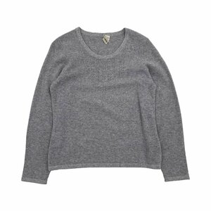 カシミヤ100%◆BELLASTELE 長袖 クルーネック ビーズデザイン ウール ニット セーター Mサイズ/グレー系/レディース カシミア