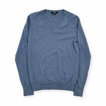 カシミヤ100%◆UNIQLO ユニクロ Vネックニット セーター サイズS/くすみブルー/レディース カシミア m-55_画像1