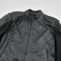 オールレザー◆GENUINE LEATHER モーターサイクル 本革 レザー ライダースジャケット XXL /背中・肩・肘パッド バイカー /黒/ブラック_画像2