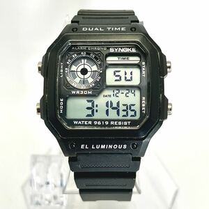 新品 SYNOKE 9619 デジタル腕時計 ELバックライト付き