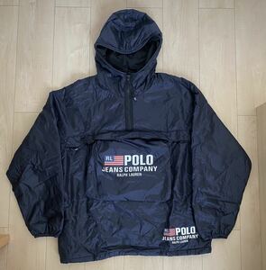 90s ヴィンテージ ポロジーンズ POLO JEANS RALPH LAUREN ラルフローレン アノラック パーカー 中綿 ジャケット 黒 M