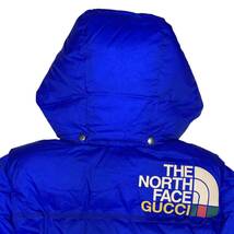 グッチ ノースフェイス L フーデッド ダウンジャケット 定価308000円 ブルー レッド GUCCI × THE NORTH FACE コラボ　正規品_画像9