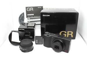 ★外観美品★リコー RICOH GR 初代 ブラック コンパクトデジタルカメラ フード&アダプタ GH-3 L3980#2147