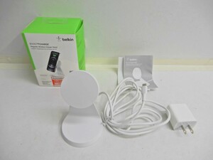 098Z298★【中古品】belkin/ベルキン BOOST↑CHARGE WIB003dqWH ホワイト MagSafe対応 磁気ワイヤレス充電スタンド（7.5W）