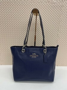 COACH コーチ F76701 トートバッグ レザー シルバー金具 鞄 ネイビー系