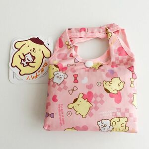 【ポムポムプリン】 ミニバッグ付き エコバッグ 折りたたみ バッグ お買い物バッグ かばん ピンク サンリオ マカロン