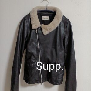 【即日発送】Supp.ムートンカラー本革ライダース ジャケット