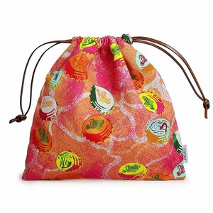 （未使用　展示品）ロエベ LOEWE パウラズ イビザ ボトルキャップ ドローストリング ポーチ 巾着 キャンバス オレンジ ピンク C822057X12