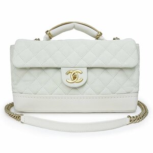 （美品）シャネル CHANEL ココマーク マトラッセ チェーン 2way ショルダー ハンドバッグ 斜め掛け キャビアスキン レザー ホワイト 白