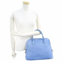 （未使用　展示品）エルメス HERMES ボリード リラックス 35 ハンドバッグ ヴォーシッキム レザー ブルーパラダイス シルバー金具 □R刻印_画像8