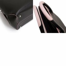 （美品）クリスチャンディオール Christian Dior オープン バー トート ハンドバッグ レザー ブラック ピンク 黒 シルバー金具_画像10