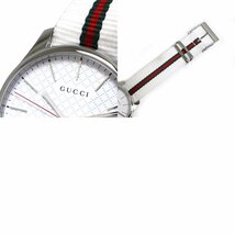 （未使用　展示品）グッチ GUCCI Gタイムレス ウェブ ストライプ クォーツ 腕時計 ホワイト グリーン レッド 白 緑 赤 126.3 YA126322 箱付_画像10
