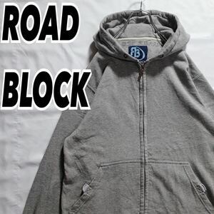 ROADBLOCK ロードブロック メンズ 無地 ヴィンテージ ジップアップパーカー フーディー グレー M 古着 #MA0322