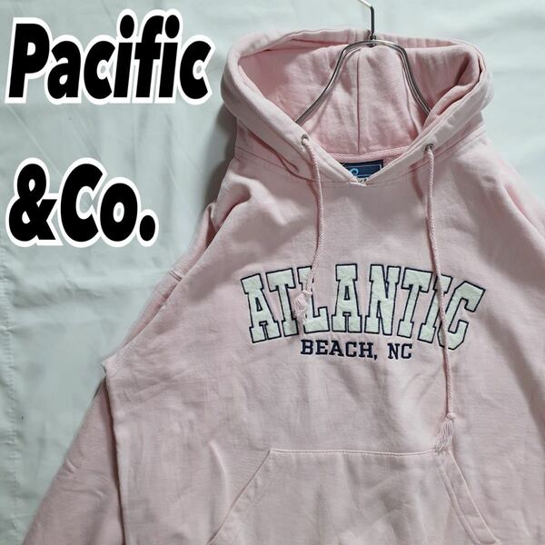 Pacific&Co パシフィックアンドコー メンズ ヴィンテージ アトランティック デカロゴ プルオーバーパーカー フーディー M 古着 #MA0336