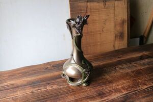 ☆アンティーク調 樹脂製 花瓶 高さ32㎝ カエル フラワーベース 置物 オブジェ インテリア Jan2504