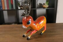 ☆中国玩具 鹿 ブリキ おもちゃ バンビ ゼンマイ式 中国製造 レトロ ビンテージ 置物 ディスプレイ Ja2902_画像1