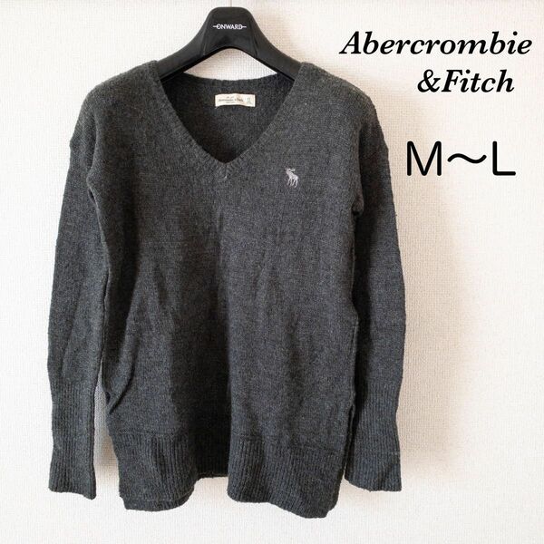 Abercrombie&Fitch セーター 長袖 グレー M L レディース ニット グレー 