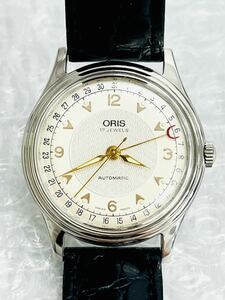 I♪ 稼動品 ORIS オリス ポインターデイト 腕時計 7403-40B 17石 オートマ 裏スケ スケルトン アンティーク シルバー ロゴ 希少 レア