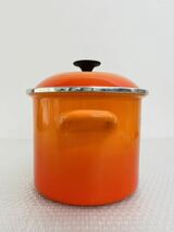 I♪ Le Creuset ルクルーゼ STOCKPOT ストックポット 深型 ホーロー 鍋 オレンジ IH対応 蓋_画像4