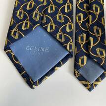 CELINE(セリーヌ) 紺黄色錘ネクタイ_画像10