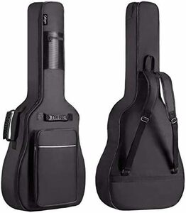 ブラック 12mmスポンジ ギターケース アコースティックギター ギグバッグ 軽量 ソフト ケース フォークギターバッグ