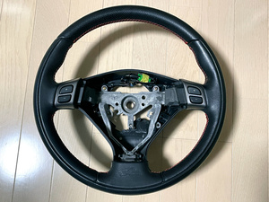 【1日限定】★K2gear 小径ステアリング REIZ Sports Steering 350 黒レザー赤ステッチ(K2ギア)(BP/BL/GD/GG/SG＋BH/BE) レガシィ★