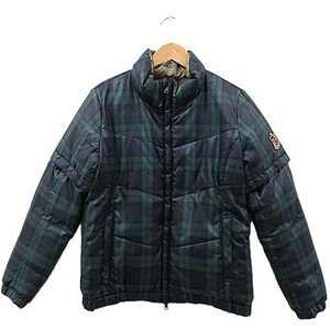 【格安】1,000円～ BEAMS GOLF ビームスゴルフ 2way リバーシブル ダウンジャケット チェック柄 グリーン/ブラウン サイズＭ [M4379]