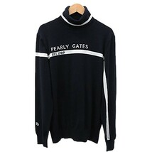 【格安】1,000円～ PEARLY GATES パーリーゲイツ タートルネック コットン ニットセーター 2023 ネイビー系 サイズ1 非売品 [M4425]_画像1