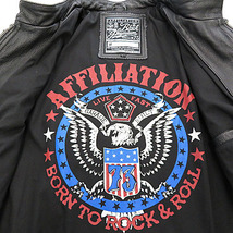 【格安】1,000円～ AFFLICTION アフリクション ライダース レザージャケット ブラック系 サイズL メンズ [M4442]_画像9