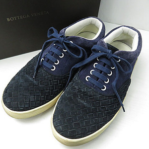 【格安】1,000円～ BOTTEGA VENETA ボッテガヴェネタ スエード イントレチャート スニーカー ネイビー系 27cm相当 [M4497]