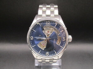  used wristwatch 350[HAMILTON] H327050 Hamilton Jazzmaster view matic Open Heart reverse side ske self-winding watch blue face 