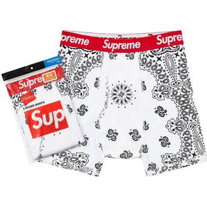 【新品】22FW Supreme Hanes Bandana Boxer Briefs (2 Pack) ホワイト　Mサイズ　ヘインズ バンダナ柄ボクサーブリーフ 2枚パックボックス